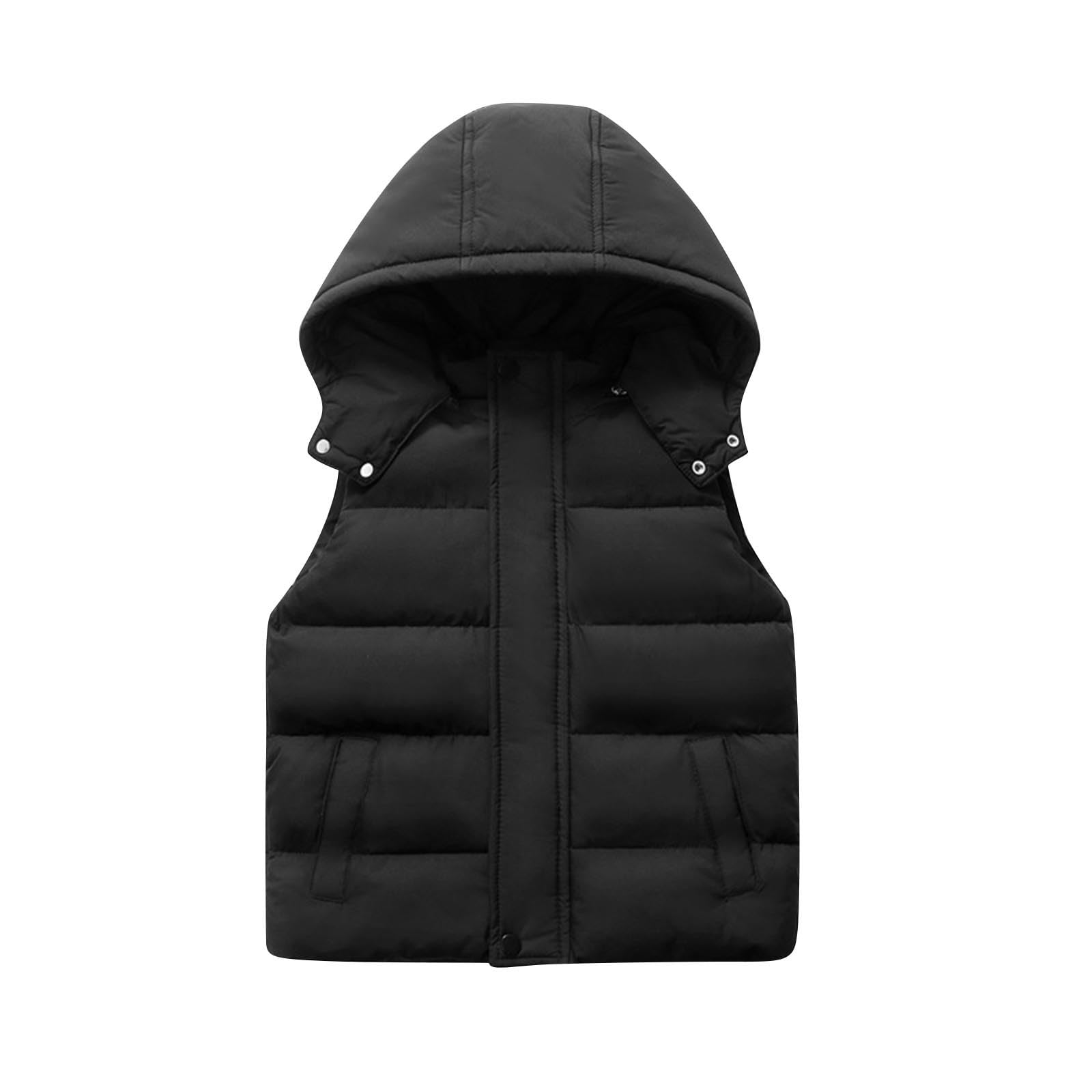 HAOLEI Chaleco Acolchado con Capucha Unisex Chaqueta Niños Niñas con Cremallera y Bolsillos Abrigo de Plumas Ligera Chalecos Acolchado Invierno Sólidos Cálido Cortavientos Exteriores 3-12 Años