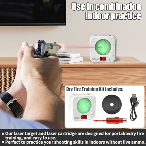 Image of ZBULAR 3rd Dry Fire Training System,Portable Glass Fiber Digital Laser Target Compatible with Laser Strike System Most of Training Cartridges 9mm /22lr for Practive Type-C Charging, LED Display