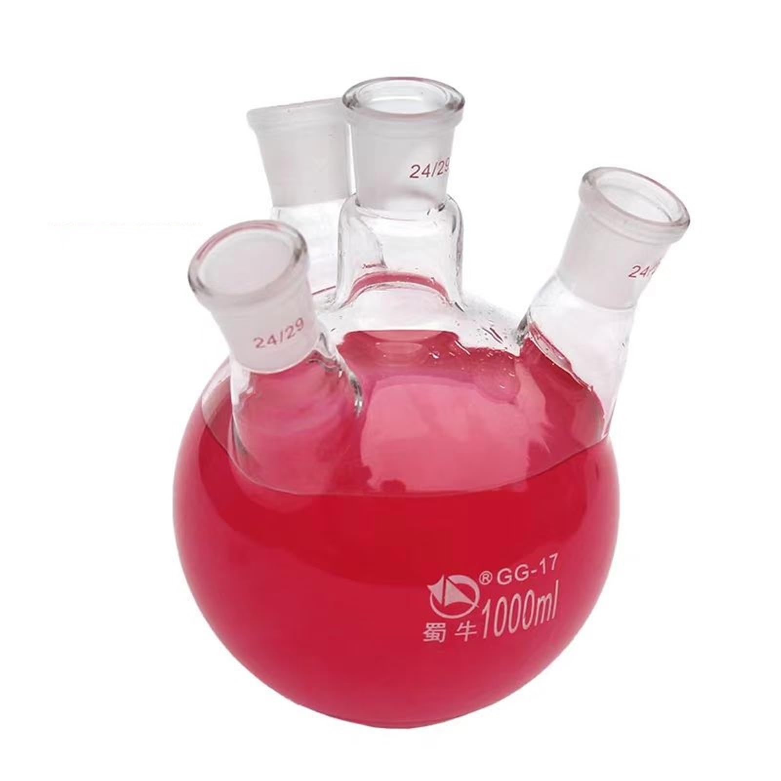 Frasco de destilación de cuatro plazas de vidrio de borosilicato alto de laboratorio de 100ml-2000ml 1 unidad para | 500ml 24x4