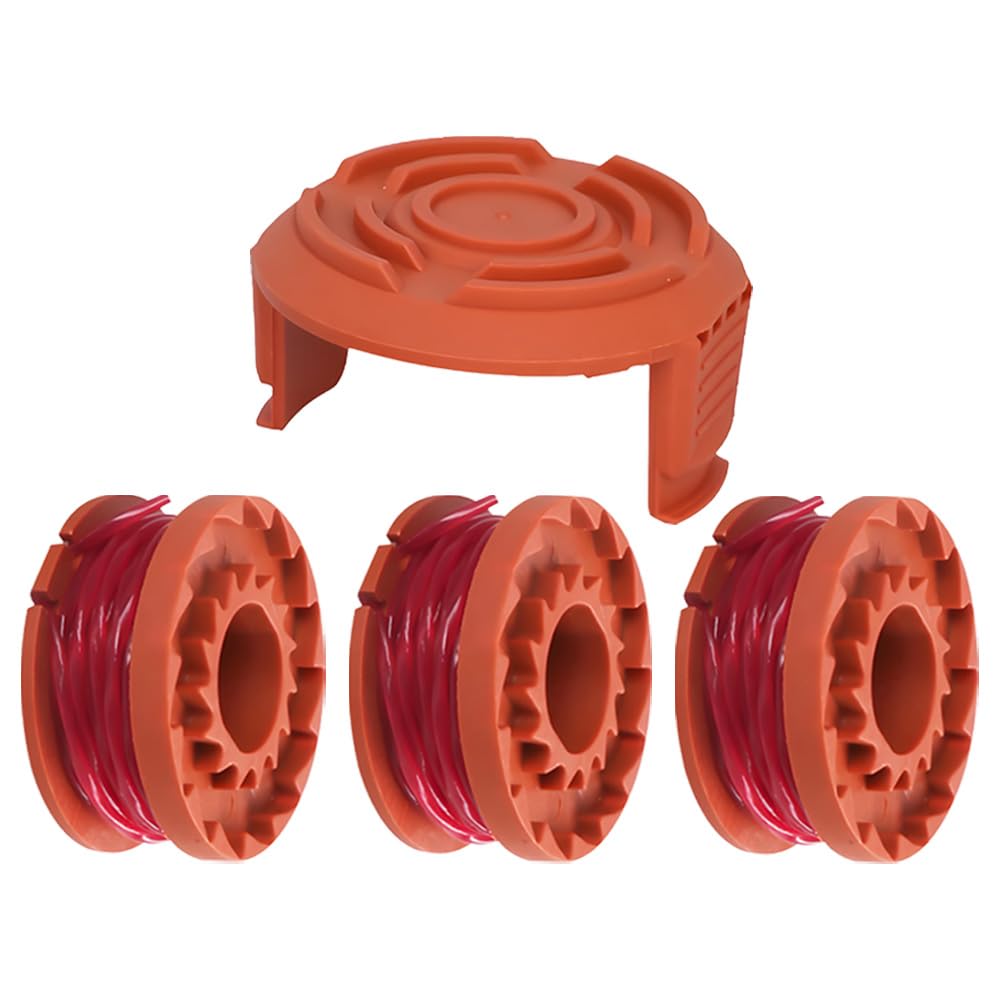 4PCS WA0004 Strimmer Spool Kit - Compatible with Worx 20V WG150-WG180 & Qualcast (CGT183A/CGT18LA1) - Includes 3 Spools + 1 Cover