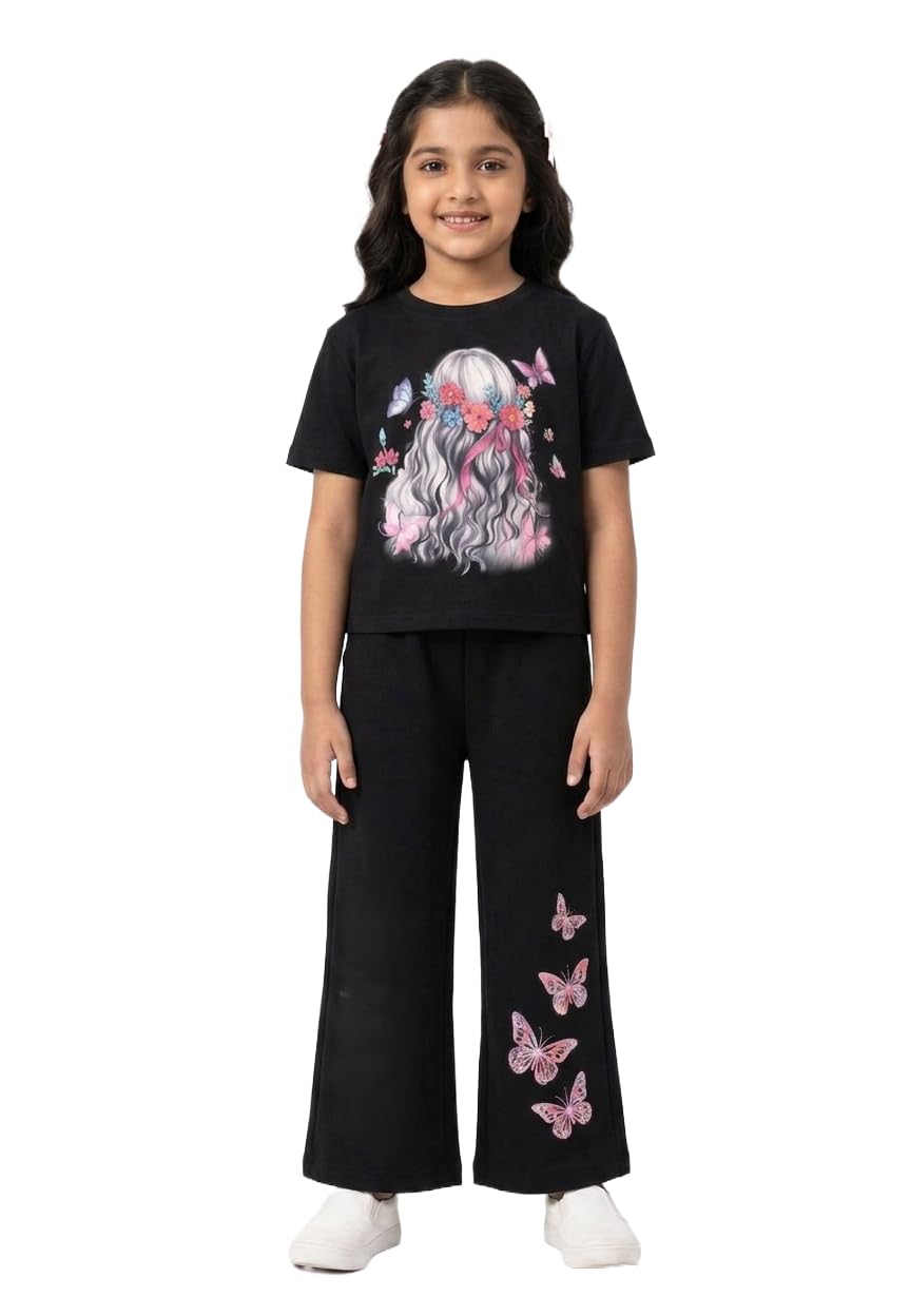 Printed T-Shirt & Palazzo Set | Cotton Blend Stylish Co-Ord Outfit | Comfortable & Trendy Girls for Daily Use-image-21