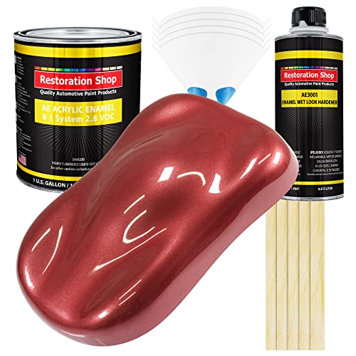 Restoration Shop - Ford Mustang Candy Apple Red Metallic Acrylic Enamel Auto Paint - Complete Gallon Paint Kit - Professional Single Stage High Gloss Automotive, Car, Truck, Equipment Coating