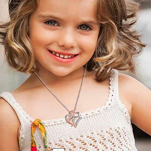 Wigerlon Rose Heart Initial Necklaces For Women,Infinity Love Heart Letter Pendant Necklace Cz A-Z For Teen Girls P Necklace #TOP2