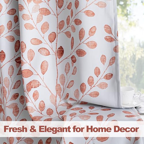 Image of MYSKY HOME Terracotta Curtains 84 Inch Length for Bedroom Grommet 2 Panels