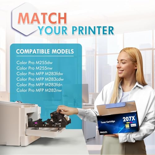 207X 207A M283fdw Toner Cartridge With Chip for HP 207X 207A Color Laserjet Pro MFP M283fdw M255dw M282nw M283fdn M255nw W2210X W2211X W2212X W2213X M283 M255 M282 - Black Cyan Yellow Magenta 4-Pack