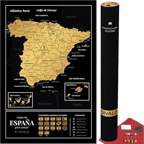Grande Mapa de España Para Rascar - Mapa Para Marcar Viajes de Es...