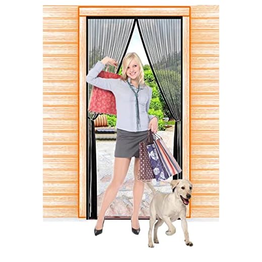 JIANJIAO mosquitera puerta magnetica ,90x210cm Puerta de Malla Corredera cortina para del Balcón Corredor Contrapuertas con Anti Mosquito Insecto Se Cierra Automáticamente-Negro