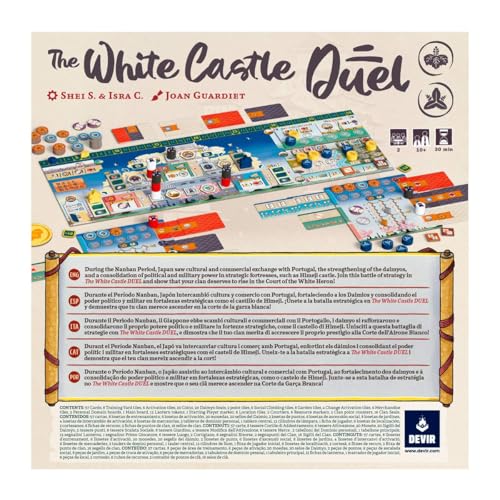 Image of Devir - The White Castle: Duel Board Game, Two Player Strategy Euro Game Set in Feudal Japan for Adults & Teens, Age +10, 2 Players, 30 Playtime, Multi-Language