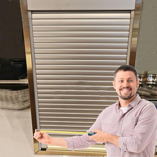 WLCGYD Decorative Tambour Door, Small Large Sliding Tambour Cabinet Door Black White Silver, Reusable Cupboards Replacement Gate