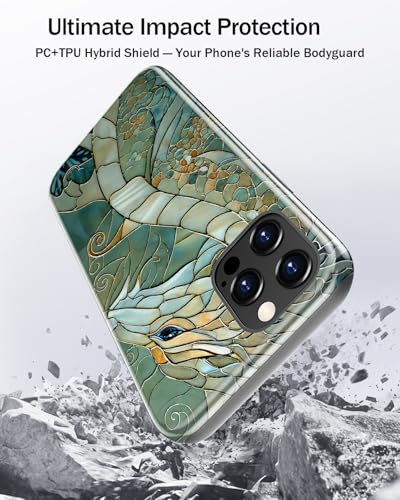 Image of Goodon for iPhone 12 Pro Max Case Cute - Wireless Charging Compatible - Dual-Layer Hard Shell + Silicone Cover - Protective Phone Case with Trendy Designs for Women - an Abstract Dragon