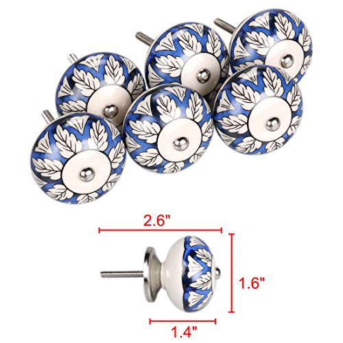 Uxcell 6 Pieces Vintage Shabby Knobs Blue And White Floral Hand Painted Ceramic Pumpkin Cupboard Wardrobe Cabinet Drawer Door Handles Pulls Knob, Robinia Idaho #TOP1