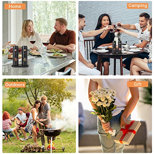 Nidouillet Electric Salt And Pepper Grinder Set, 2 Pack Rechargeable Salt Pepper Grinder Set, Black Refillable Automatic Mills Shaker With Led Light,5 Adjustable Coarseness, One-Handedoperation #TOP6