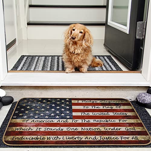 Anydesign Patriotic Welcome Doormat Vintage American Flag Door Mat With Anti-Slip Rubber Back Retro 4Th Of July Stars Stripes Felt Front Floor Mat For Indoor Outdoor Kitchen Home Decor, 17 X 29 Inch #TOP4