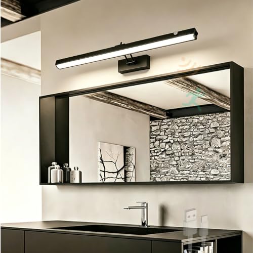 LED Lampara Espejo Baño Recargable Aplique Pared Sensor Movimiento Luz Neutra Giratorio Negro
