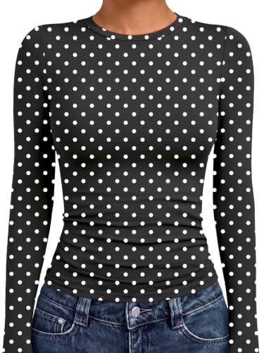 Underscrubs Tops Crew Neck Long Sleeve Compression 22 underscrubs tops - black dots