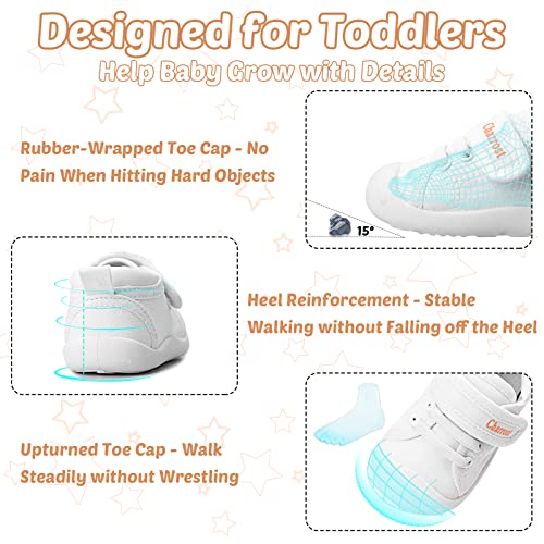 Baby Boy Girl 3-6 12-18 6-12 First Walking Shoes Size 3 Toddler Infant Soft Sole Breathable Non Slip Lightweight Slip On Mesh Trainers Velcro Sock Casual 2 Tiny Feet Baby Crawling Shoes(White,S14) 3T #TOP4