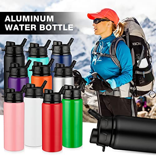 10 Pieces Aluminum Water Bottle 20 Oz Leak Proof Aluminum Reusable Bottles Lightweight Portable Sports Water Bottle Bike Water Bottles Snap Lid Metal Water Bottle For Travel (Multiple Colors) #TOP3