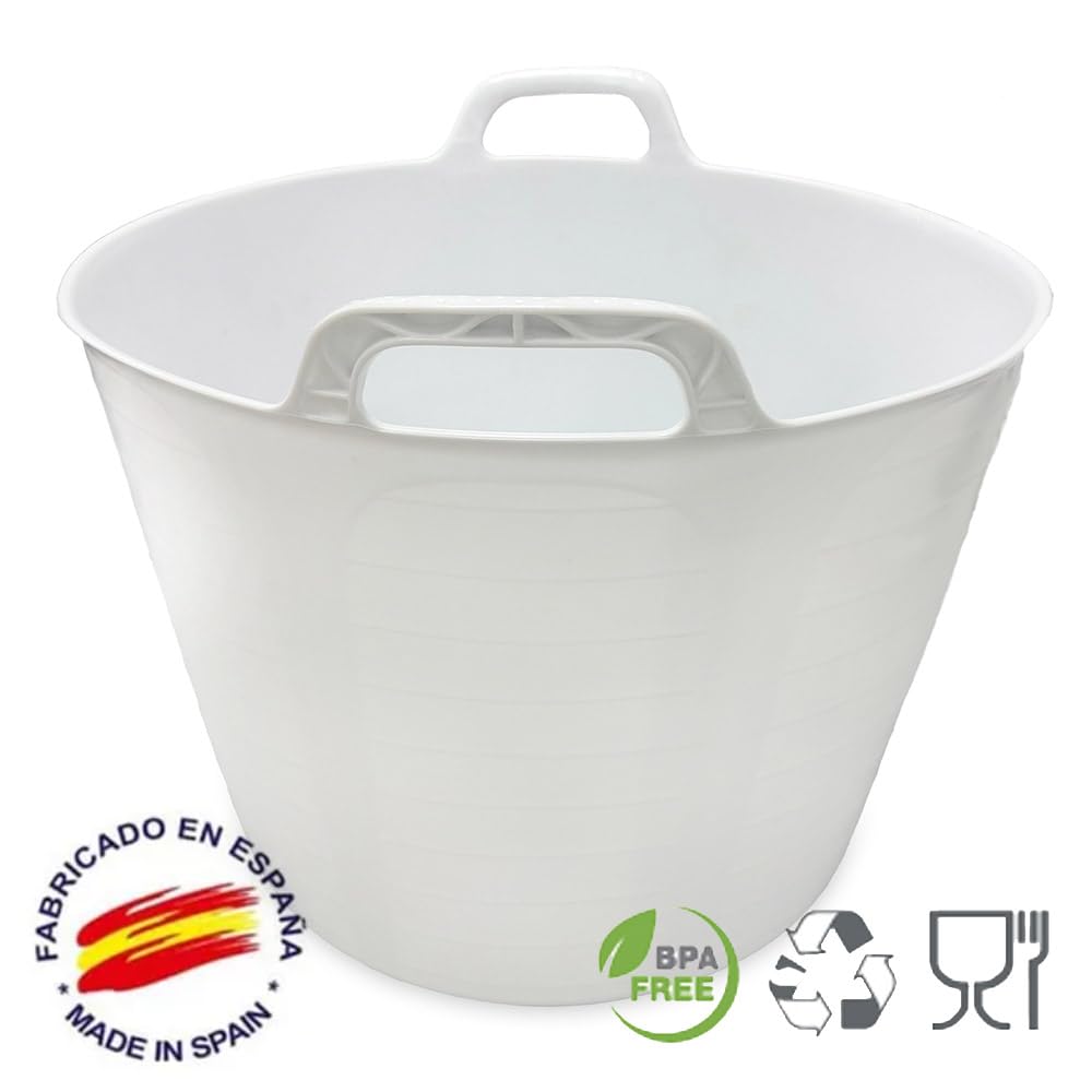 Pack 12 Capazos Blancos 42L Uso Alimentario Sin BPA Cocina y Hostelería | Hecho en España. Cumple Normativa Europea alimentaria. Resiste uso profesional intensivo en cocinas, restaurantes, cámaras