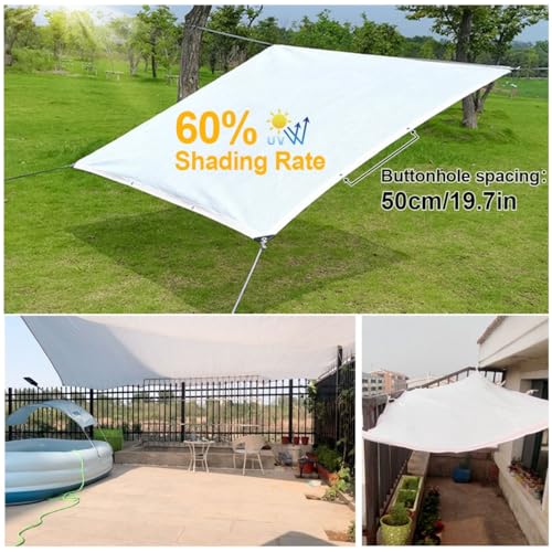Filet d'ombrage blanc 60% avec oeillets bâche de protection solaire jardin et extérieur 2x10m - 3