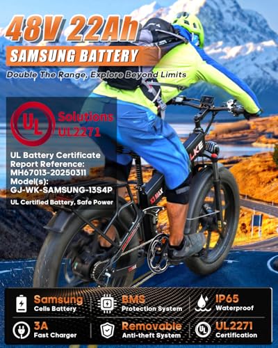 Image of Wallke Used 48V 22Ah Electric Bike for Adult, 2800W Peak Dual Motor, Long Range 32-35MPH, 26 inchx4 inch Fat Tire Disc Brake, All-Terrain Offroad Cit E-Bike, Full Suspension, Mountain Ebike, UL2849 Cerfied