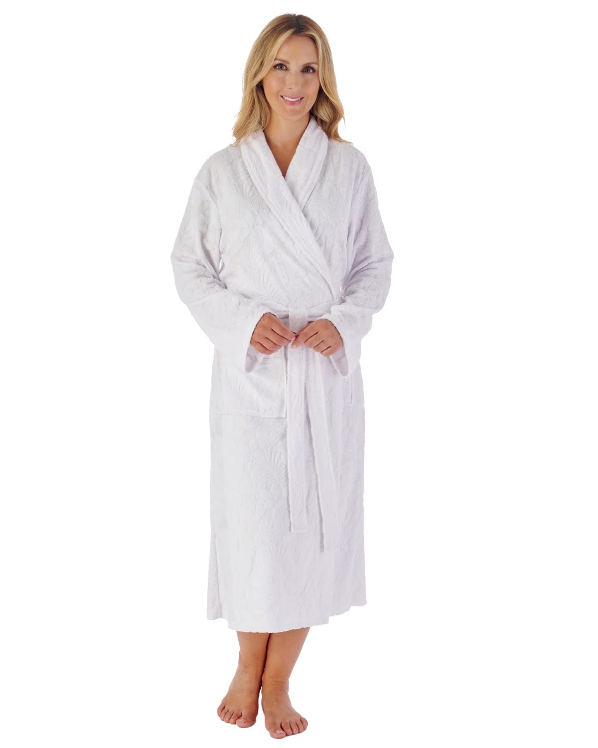 Slenderella Embossed Wrap Dressing Gown HC03312 White XL