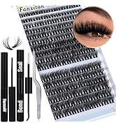 Lash Extension Kit Fluffy Lash Clusters 384pcs 8-20mm DIY Lashes Cluster with Lash Bond and Seal,...