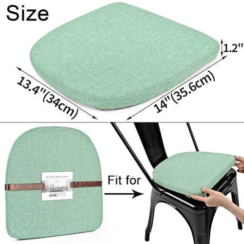 Image of BUYUE Friendly Woven Fabric 14x14 Magnetic Cushion for Metal Chair 1 Piece, Enhanced Anti-Slip Seat Pad for Dining Kitchen Cafe Stackable Chair (U-Shape, Light Green, 1 Count)