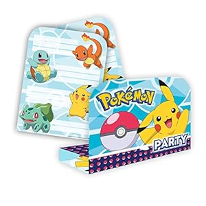 Pokémon 8 x Pikachu Stand up Verjaardagsfeest Uitnodiging en Enveloppen Set