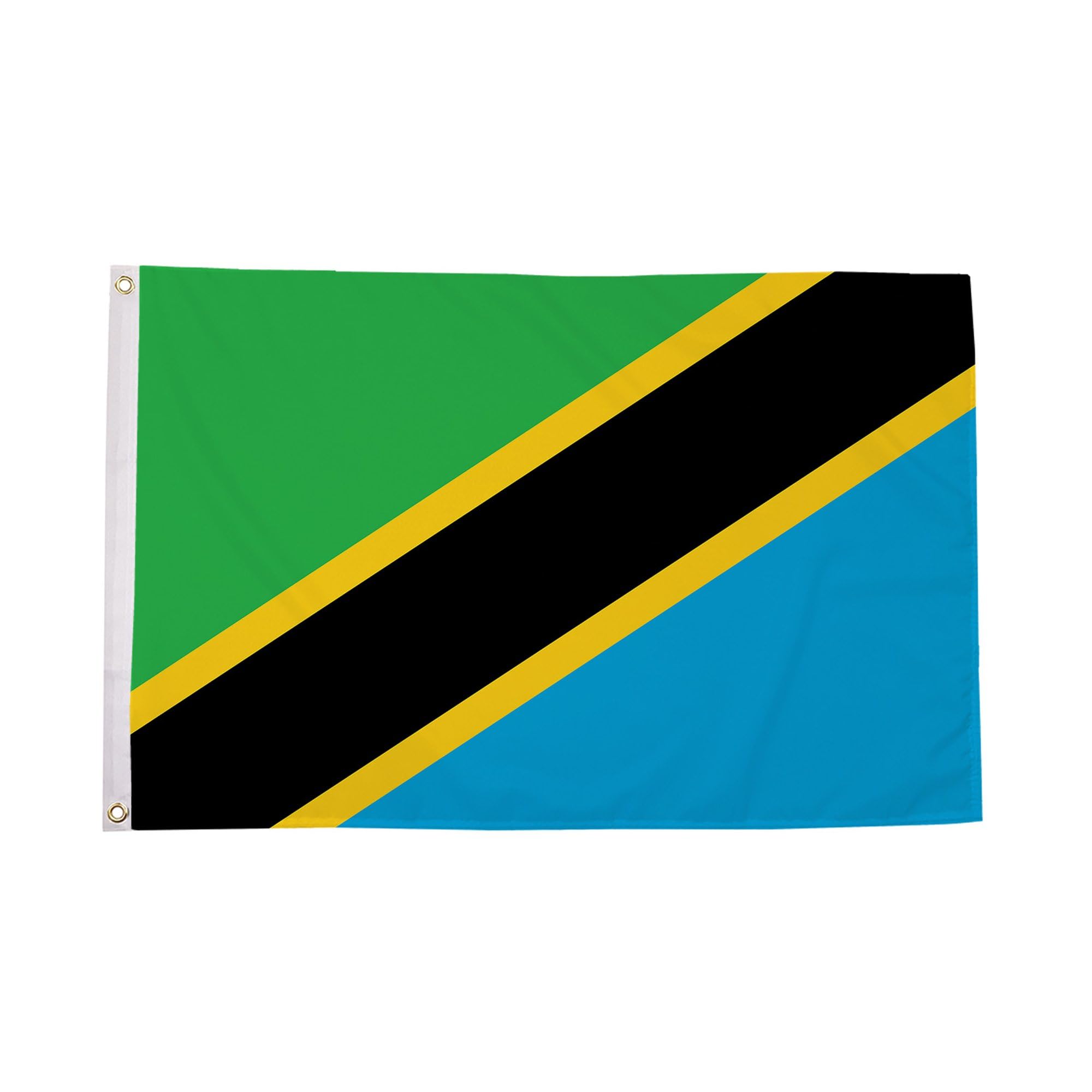 Flagtex Tanzania Large Flag 8ft x 5ft Premium African National Flag Green Yellow Black Blue Diagonal Stripes Fade Resistant Polyester Double Stitched Reinforced 240cm x 150cm Outdoor Banner Display โ image 1