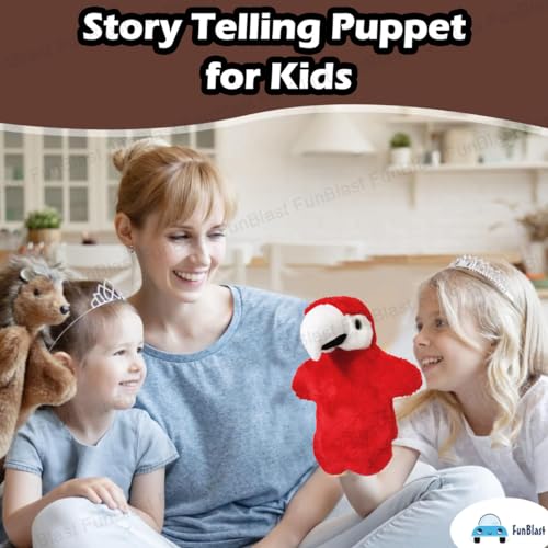 Image of FunBlast Plush Hand Puppets for Kid - Animals Hand Puppet Toys, Soft Hand Puppets for Kids, Story Telling Puppet for Kids, Fun Play Learning Toys (Red Parrot)