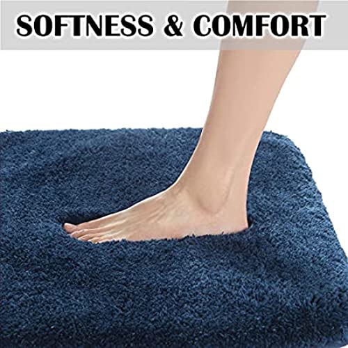 Image of Purav Light 2200 GSM Soft Fluffy Runner Mats (3 x 5 ft, Navy Blue)| Durable & Washable Bedside Runner for Bedroom, Mat for Bathroom, Living Room Floor Home Decoration with Anti Skid Backing