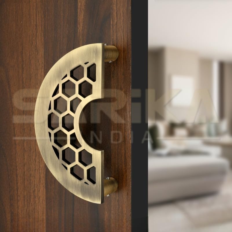 Shiv Sarika India 202 Grade Stainless Steel 10" Round Shape Door Handle for Main Door and Pull-Push Handle of Home/Hotel/Office Door Hardware for Single and Double Door - Pack of 1 (Brass Antique) (B0CVDWXRY4) Amazon Price History, Amazon Price Tracker
