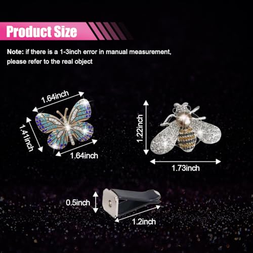 Image of GLSOWEE 4PCS Bling Butterfly Car Air Vent Clips, Crystal Rhinestone Bee Car Air Conditioning Outlet Clips, Cute Auto Interior Decoration Accessories for Women Girls (Bee&Butterfly)