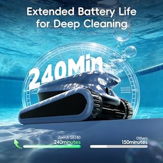 (2026 New) Robotic Pool Cleaner – SAT40 Cordless Pool Vacuum, 2 Brushes&Motors, Enhanced Waterline Care, Smart Wavepath Navigation, 240-Min Runtime, Pool Robot for Inground Pools up to 3,230 Sq.ft