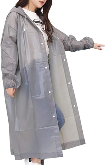 YOLIA Adult Raincoat EVA Reusable Rain Ponchos Coats Waterproof Rainwear with Hood for Men Women