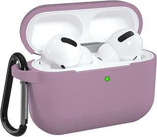 دلـع موبايلك جراب حماية لسماعات ايربودز برو الجيل الثاني، اكسسوارات جلدية واقية من السيليكون مع سلسلة مفاتيح للنساء والرجال لسماعات ابل ايربودز برو الجيل الثاني (2022)، اضاءة LED امامية مرئية (ارجواني