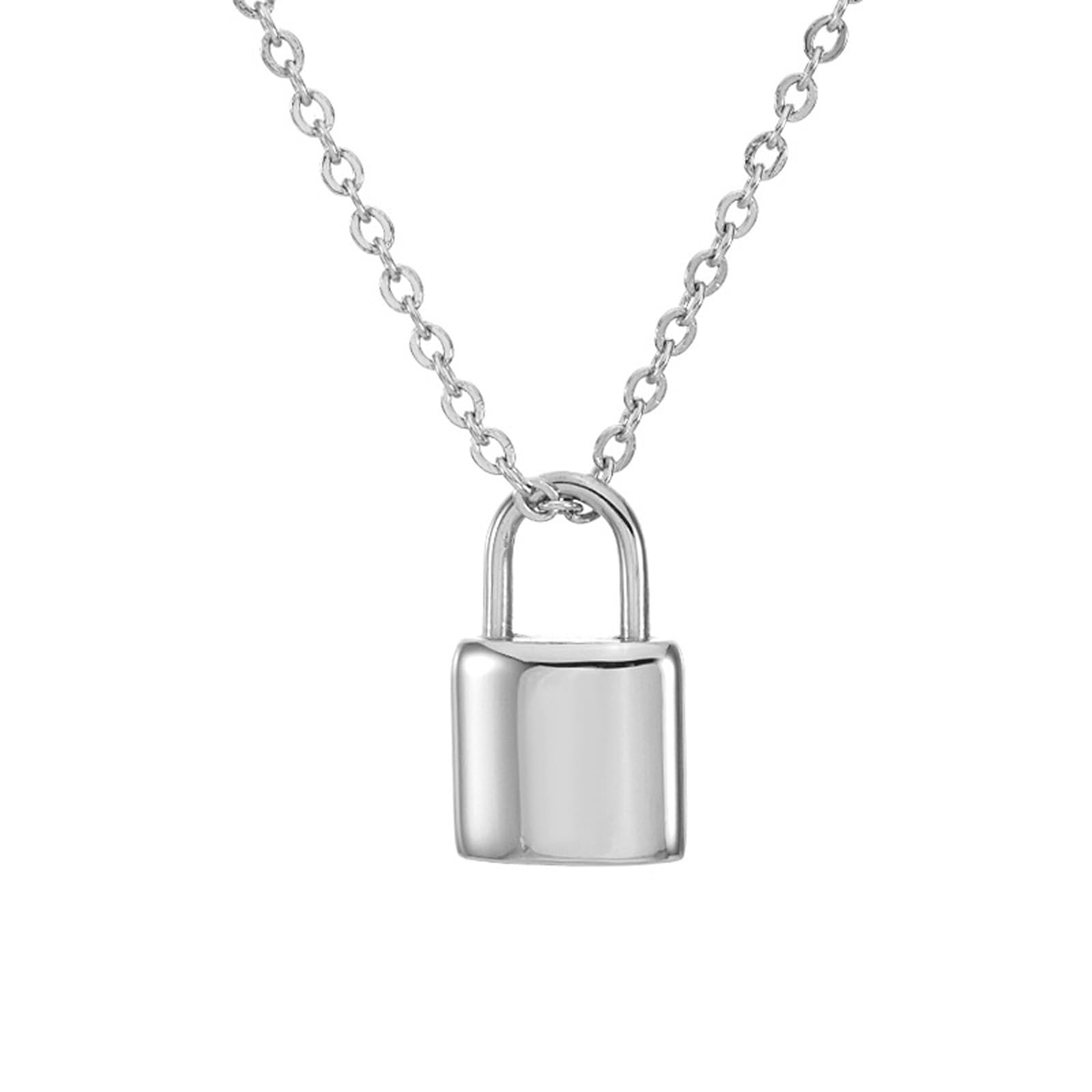 Kalttoy Cremation Jewelry Stainless Steels Memorial Necklace with Sealing Ashes Container and Padlock Shape Keepsakes Urn Pendants Padlock Urn Pendants