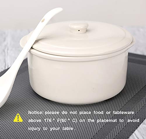 Placemats Set Of 6 Heat Insulation Stain Resistant Placemats For Dining Table Washable Woven Vinyl Placemat Kitchen Table Mats (Grey-6Pcs) #TOP5