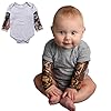 PAUBOLI Fake Tattoo Sleeve Shirt Onesie Bodysuit voor Baby jongen 3-24 Maanden Grijs Zwart