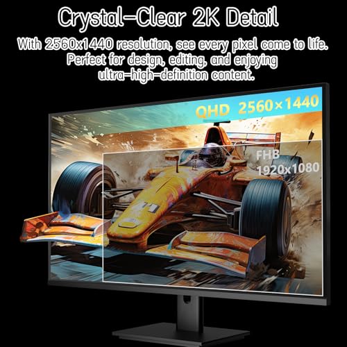 Image of Touchscreen Monitor 27 inch 2K 100Hz Gaming Monitor, QHD 2560x1440 IPS PC Monitors, 10-Point Touch Screen Computer Monitors, with USB C HDMI DP Ports, Built-in Speakers