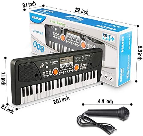Kids Keyboard 49-Key Kids Piano Keyboard with Microphone Multi-Function Piano for Kids Birthday Gift 20.86 Inch (Black) (49keys) 6 51mdaAAZaRL. AC
