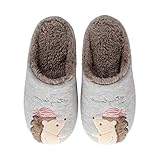  Tomwell Kuschelige Hausschuhe Damen Herren Plüsch Igel Wärme Pantoffeln Weiche Home Antirutsch Winter Indoor Slippers E Grau 38/39 EU