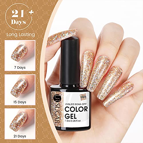 UR SUGAR UV Nagellack Schwarz Weiß Gel Nagellack Set, 6 Farben Shellac Set Farbgel Glitzer Gold Silber Gelnägel Set… – Bild 8