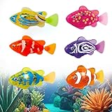 KBIBCK Robot Poisson, 6 Pièces Poisson Robot, Poissons nageurs électriques avec lumière LED, fonctionnant sur Piles, Jouet réutilisable pour Enfants, Animaux de Compagnie et piscines