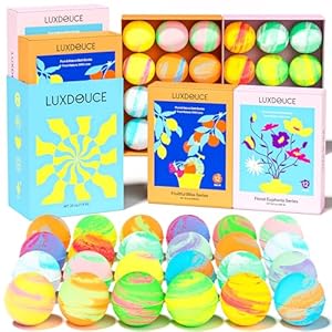 Bath Bombs Gift Se, 24 Pack Bubble Bombs with 12 Unique Scents, Floral & Fruity Collections, Skin-Soothing & Mood-Enhancing, Spa Gifts for Women, Wife, Stress Relief & Relaxation