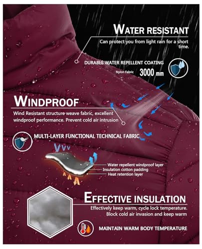 Image of SPOSULEI Men Puffer Jacket Packable Lightweight Winter Jackets Coats Outdoor Waterproof Insulated Jackets