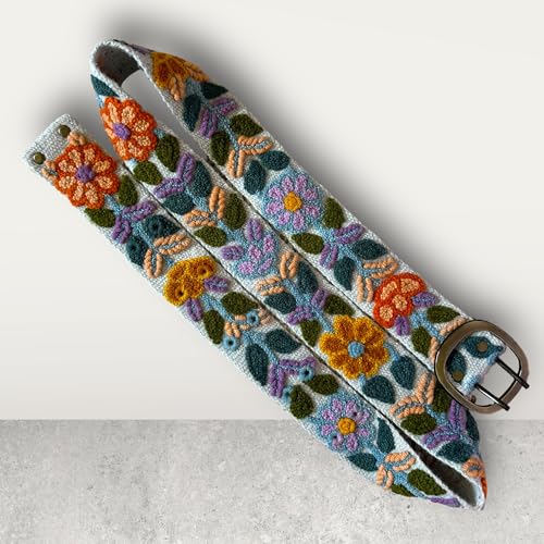 Embroidered Wool Belt from Perú, Statement Belt, Flower Belt - Boho Blooms Belt3