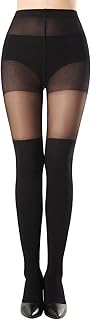 MANZI Faux Thigh High Tights Suspender Pantyhose Mock Over The Knee