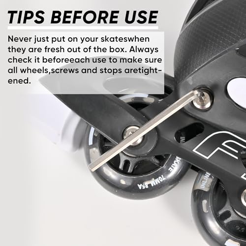 PIPIZHU Inline Skates - Inliner für Kinder/Jugendliche & Erwachsene | Roller Skates bis zu 4 Größen verstellbar | Ideal für Freizeit, Sport & Spiel, Schwar (L)