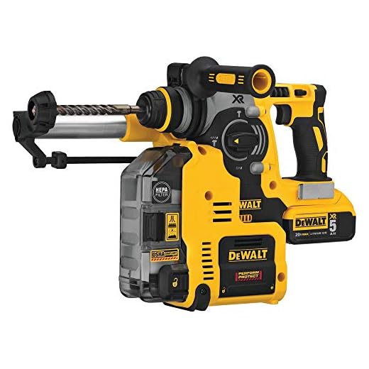 DEWALT 20V MAX XR Rotary Hammer, SDS Plus, L-Shape, On-Board Dust Extractor, 1-Inch (DCH273P2DHO)